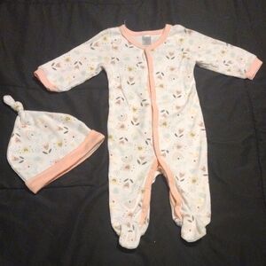 Charming Kids Footie and Hat Set - Pastel Print